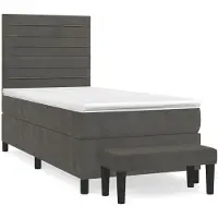 Syfax Boxspringbett mit Matratze Dunkelgrau 100x200 cm Samt