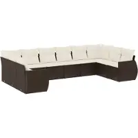 vidaXL 10-tlg. Garten-Sofagarnitur mit Kissen Braun Poly Rattan