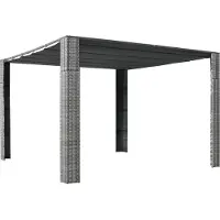 vidaXL "2026 Promotion" Pavillon mit Dach Poly Rattan 300x300x220 cm Grau und Anthrazit - Pavillons & Partyzelte CC26337