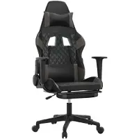 Syfax Gaming-Stuhl mit Fußstütze Schwarz und Grau Kunstleder