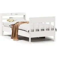 vidaXL Massivholzbett ohne Matratze Weiß 75x190 cm Kiefernholz