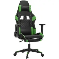 vidaXL Gaming-Stuhl mit Fußstütze Schwarz und Grün Kunstleder