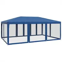 Syfax Partyzelt mit 10 Mesh-Seitenteilen Blau 6x4 m HDPE