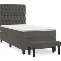 Syfax Boxspringbett mit Matratze Dunkelgrau 90x200 cm Samt