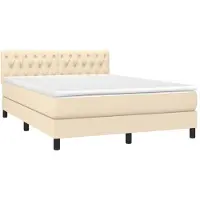 Syfax Boxspringbett mit Matratze Creme 140x190 cm Stoff