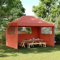 vidaXL Möbel Partyzelt Faltbar Pop-Up mit 3 Seitenteilen Terrakotta - Pavillons & Partyzelte &40601