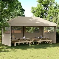 vidaXL Praktischen Partyzelt Faltbar Pop-Up mit 3 Seitenteilen Taupe - Pavillons & Partyzelte ,design Möbel 7762657 1parcel