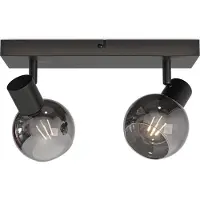 HOFTRONIC™ LED-Deckenleuchte 2 Spots Rauchglas Schwarz E14 Fassungen