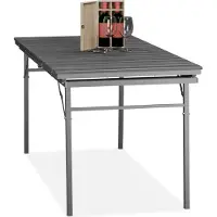 Relaxdays Gartentisch klappbar, Breite: 166 - 215 cm, Kunststoff, Stahl, wetterfest, 8 Personen, Campingtisch, grau