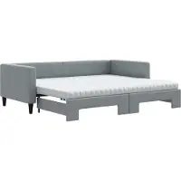 Syfax Tagesbett Ausziehbar mit Matratze Hellgrau 90x200 cm Stoff