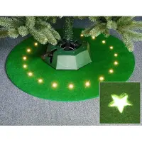FHS Filzteppich für Weihnachtsbaum Ø 90 cm, grün, 20 LED, Batterie mit Timer