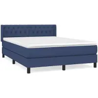Syfax Boxspringbett mit Matratze Blau 140x190 cm Stoff
