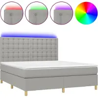 Syfax Boxspringbett mit Matratze & LED Hellgrau 180x200 cm Stoff