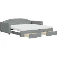 vidaXL Tagesbett Ausziehbar mit Schubladen Hellgrau 100x200 cm Stoff
