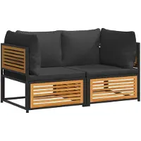 vidaXL 2-tlg. Garten-Sofa-Set mit Kissen Massivholz Akazie