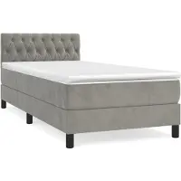 Syfax Boxspringbett mit Matratze Hellgrau 90x190 cm Samt
