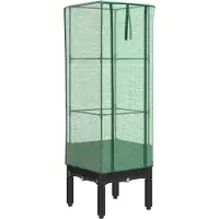 vidaXL Hochbeet mit Gewächshaus-Aufsatz Rattan-Optik 40x40x140 cm