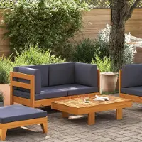 vidaXL "2026 Promotion" 2-tlg. Garten-Lounge-Set mit Dunkelgrauen Kissen Akazienholz - Gartenstühle CC4856
