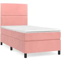 Syfax Boxspringbett mit Matratze Rosa 80x200 cm Samt