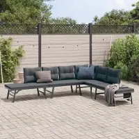 vidaXL (NEU 2026) Gartenbänke 4 Stk., mit Kissen Schwarz Pulverbeschichteter Stahl - Gartenmöbelgarnituren - 59 kg