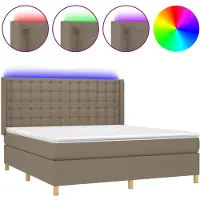 Syfax Boxspringbett mit Matratze & LED Taupe 160x200 cm Stoff