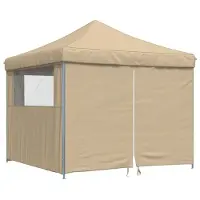 Syfax Partyzelt Faltbar Pop-Up mit 4 Seitenteilen Beige