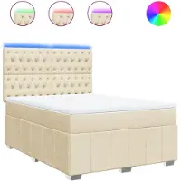 Syfax Boxspringbett mit Matratze Creme 140x200 cm Stoff