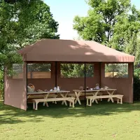 vidaXL Möbel Partyzelt Faltbar Pop-Up mit 3 Seitenteilen Braun - Pavillon 4004948