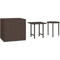 vidaXL Garten-Beistelltische 3 Stk. Braun Poly Rattan