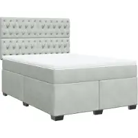 vidaXL Boxspringbett mit Matratze Hellgrau 140x200 cm Samt