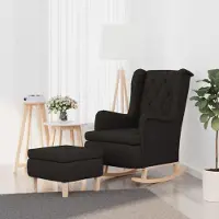 vidaXL Schlichtes Schaukelsessel mit Hocker Schwarz Stoff - Fernseh- & Relaxsessel DE6708950 2parcel
