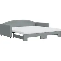 vidaXL Tagesbett Ausziehbar mit Matratze Hellgrau 100x200 cm Stoff
