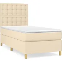 Syfax Boxspringbett mit Matratze Creme 100x200 cm Stoff