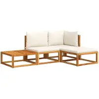 vidaXL 4-tlg. Gartensofa-Set mit Kissen Holz Akazie & Rattan
