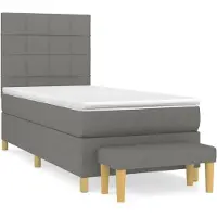 Syfax Boxspringbett mit Matratze Dunkelgrau 100x200 cm Stoff