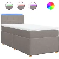 vidaXL Boxspringbett mit Matratze Taupe 90x200 cm Stoff