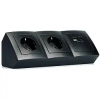 McPower Steckdosenblock Flair matt schwarz 2-fach Schutzkontakt + 2x USB A+C