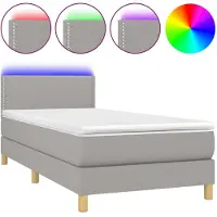 Syfax Boxspringbett mit Matratze & LED Hellgrau 90x200 cm Stoff