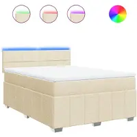 Syfax Boxspringbett mit Matratze Creme 140x190 cm Stoff