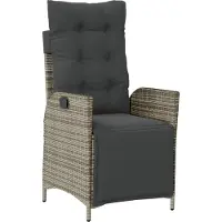Syfax Gartensessel mit Fußteil Verstellbar Grau Poly Rattan