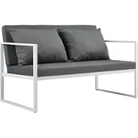 Casa.pro Gartenbank 70 x 114 x 60 cm Gartensofa Bank Parkbank Sitzbank Lounge Eisen Weiß / Lichtgrau