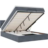 vidaXL Ottoman-Bett mit Matratze & LEDs Dunkelgrau 140x190 cm Samt
