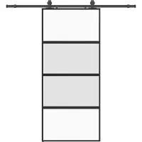 Syfax Schiebetür mit Beschlag Schwarz 90x205 cm Hartglas