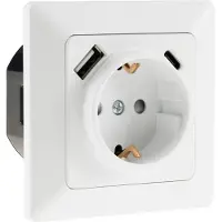 Chilitec MILOS Schutzkontakt-Steckdose matt weiß 230V/ 16A Unterputz USB-C / PD