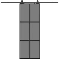 Syfax Schiebetür mit Beschlag Schwarz 76x205 cm Hartglas