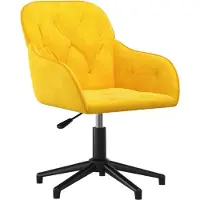 Syfax Gelber Samt Bürostuhl drehbar höhenverstellbar mit Metallgestell 56x61,5x72-80 cm