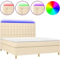 Syfax Boxspringbett mit Matratze & LED Creme 160x200 cm Stoff