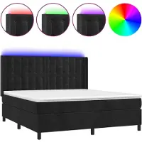 Syfax Boxspringbett mit Matratze & LED Schwarz 160x200 cm Samt