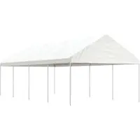 Syfax Pavillon mit Dach Weiß 8,92x4,08x3,22 m Polyethylen