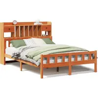 Syfax Massivholzbett mit Regal ohne Matratze Wachsbraun 150x200 cm